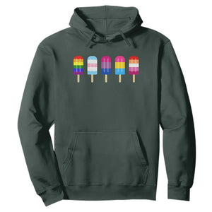 LGBT Rainbow Popsicles Hoodie Summer Ice Cream LGBTQ Pride Ally TS10 Dark Forest Green Print Your Wear