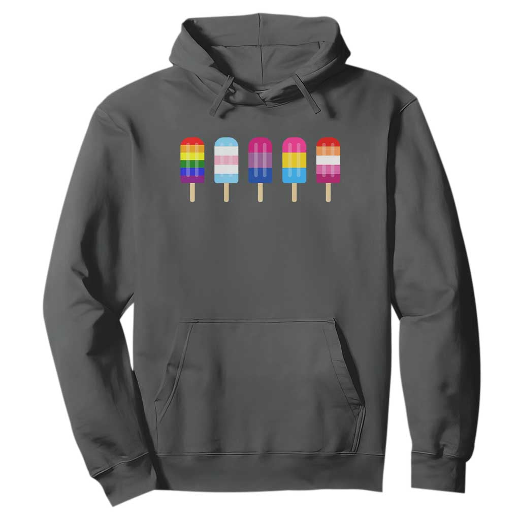 LGBT Rainbow Popsicles Hoodie Summer Ice Cream LGBTQ Pride Ally TS10 Dark Heather Print Your Wear