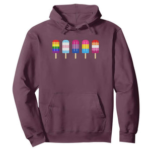 LGBT Rainbow Popsicles Hoodie Summer Ice Cream LGBTQ Pride Ally TS10 Maroon Print Your Wear
