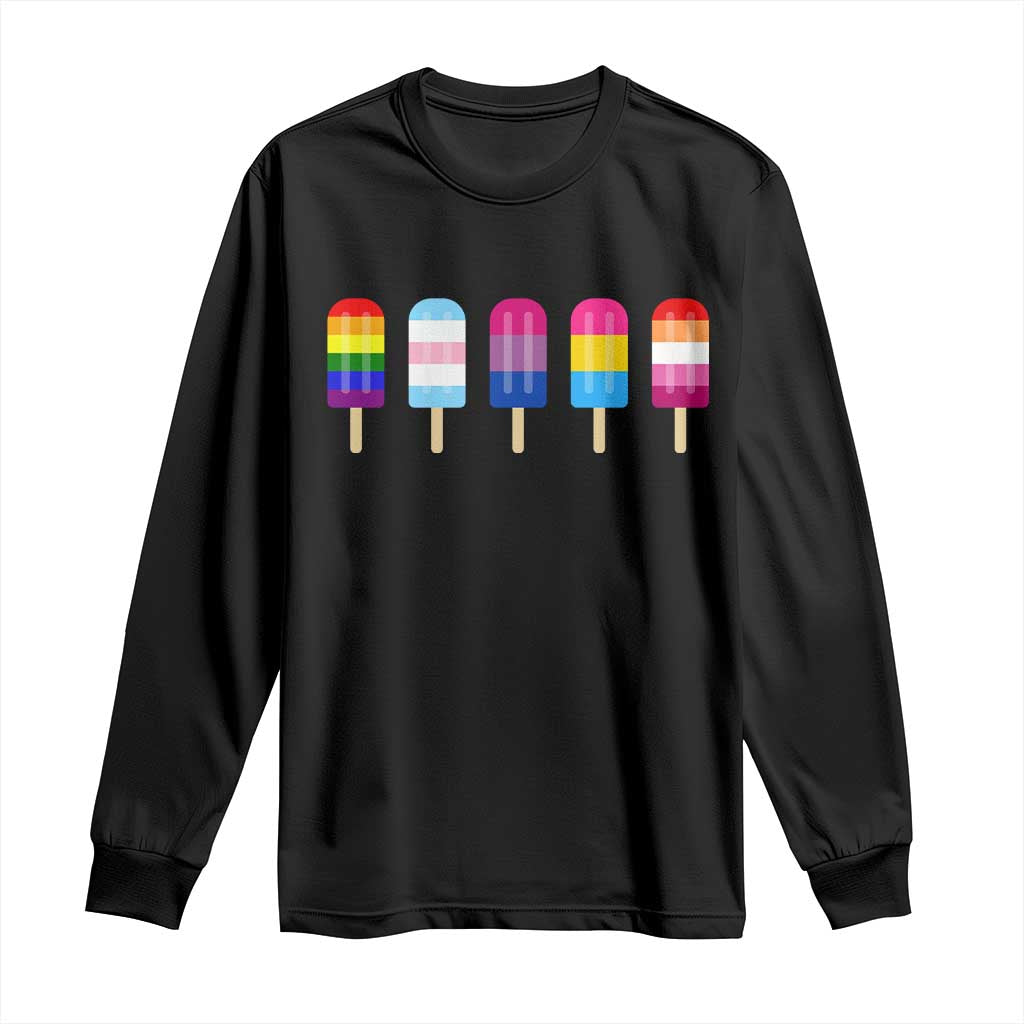 LGBT Rainbow Popsicles Long Sleeve Shirt Summer Ice Cream LGBTQ Pride Ally TS10 Black Print Your Wear