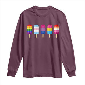 LGBT Rainbow Popsicles Long Sleeve Shirt Summer Ice Cream LGBTQ Pride Ally TS10 Maroon Print Your Wear