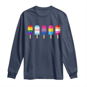 LGBT Rainbow Popsicles Long Sleeve Shirt Summer Ice Cream LGBTQ Pride Ally TS10 Navy Print Your Wear