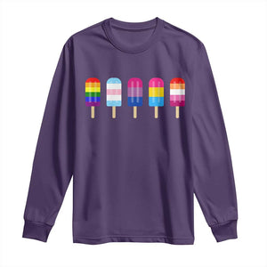 LGBT Rainbow Popsicles Long Sleeve Shirt Summer Ice Cream LGBTQ Pride Ally TS10 Purple Print Your Wear