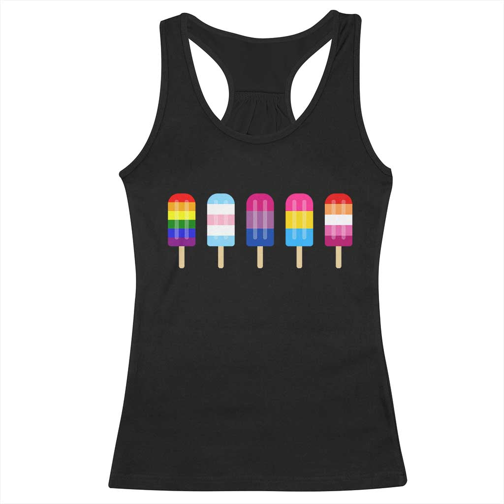 LGBT Rainbow Popsicles Racerback Tank Top Summer Ice Cream LGBTQ Pride Ally TS10 Black Print Your Wear