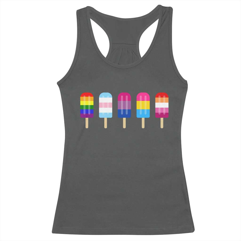 LGBT Rainbow Popsicles Racerback Tank Top Summer Ice Cream LGBTQ Pride Ally TS10 Dark Heather Print Your Wear