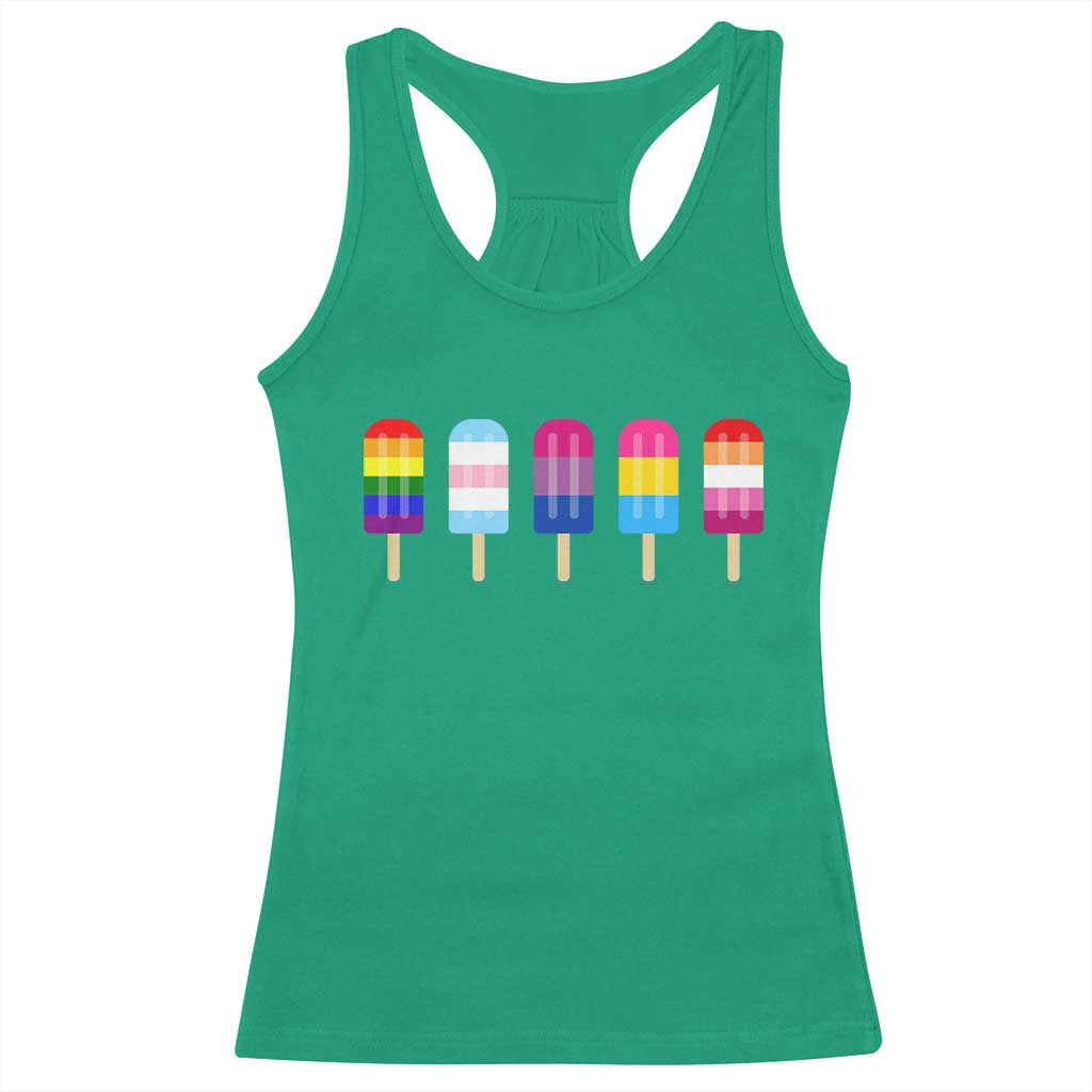 LGBT Rainbow Popsicles Racerback Tank Top Summer Ice Cream LGBTQ Pride Ally TS10 Irish Green Print Your Wear