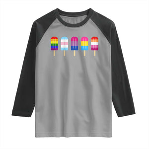 LGBT Rainbow Popsicles Raglan Shirt Summer Ice Cream LGBTQ Pride Ally TS10 Sport Gray Black Print Your Wear