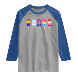 LGBT Rainbow Popsicles Raglan Shirt Summer Ice Cream LGBTQ Pride Ally TS10 Sport Gray Royal Print Your Wear