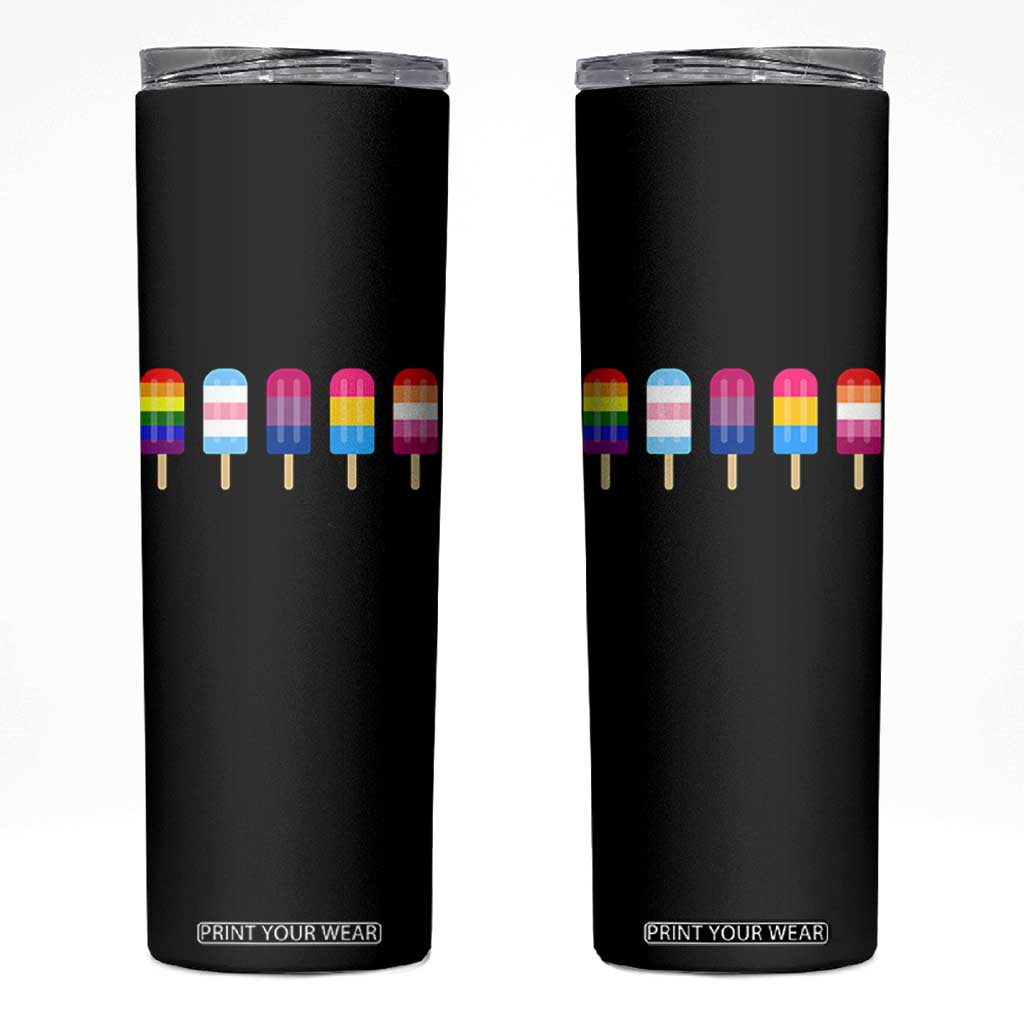 LGBT Rainbow Popsicles Skinny Tumbler Summer Ice Cream LGBTQ Pride Ally TS10 Black Print Your Wear