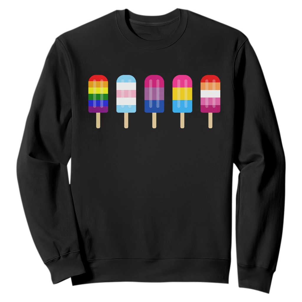 LGBT Rainbow Popsicles Sweatshirt Summer Ice Cream LGBTQ Pride Ally TS10 Black Print Your Wear