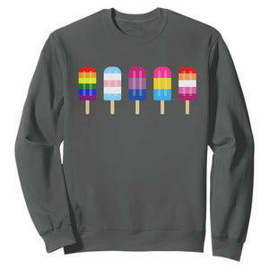 LGBT Rainbow Popsicles Sweatshirt Summer Ice Cream LGBTQ Pride Ally TS10 Dark Heather Print Your Wear
