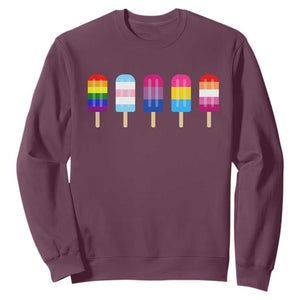 LGBT Rainbow Popsicles Sweatshirt Summer Ice Cream LGBTQ Pride Ally TS10 Maroon Print Your Wear
