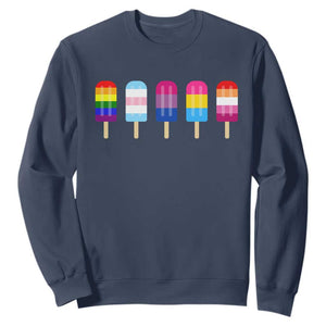 LGBT Rainbow Popsicles Sweatshirt Summer Ice Cream LGBTQ Pride Ally TS10 Navy Print Your Wear
