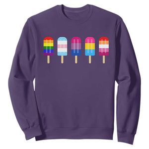 LGBT Rainbow Popsicles Sweatshirt Summer Ice Cream LGBTQ Pride Ally TS10 Purple Print Your Wear