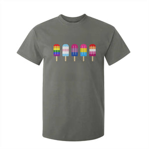 LGBT Rainbow Popsicles T Shirt For Kid Summer Ice Cream LGBTQ Pride Ally TS10 Military Green Print Your Wear