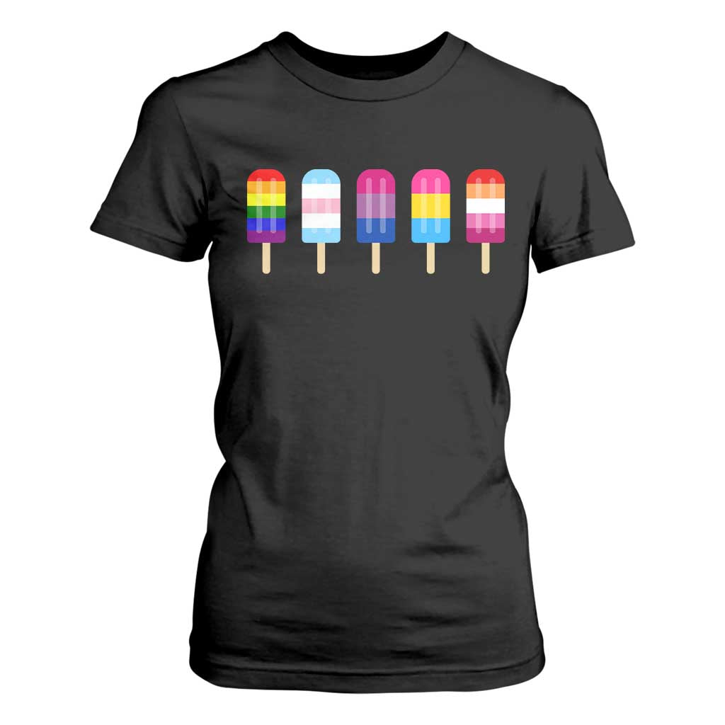 LGBT Rainbow Popsicles T Shirt For Women Summer Ice Cream LGBTQ Pride Ally TS10 Black Print Your Wear