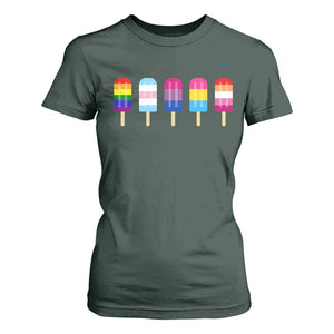 LGBT Rainbow Popsicles T Shirt For Women Summer Ice Cream LGBTQ Pride Ally TS10 Dark Forest Green Print Your Wear