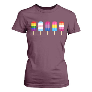 LGBT Rainbow Popsicles T Shirt For Women Summer Ice Cream LGBTQ Pride Ally TS10 Maroon Print Your Wear