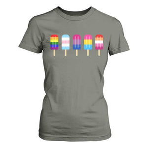 LGBT Rainbow Popsicles T Shirt For Women Summer Ice Cream LGBTQ Pride Ally TS10 Military Green Print Your Wear