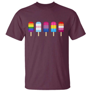 LGBT Rainbow Popsicles T Shirt Summer Ice Cream LGBTQ Pride Ally TS10 Maroon Print Your Wear
