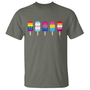 LGBT Rainbow Popsicles T Shirt Summer Ice Cream LGBTQ Pride Ally TS10 Military Green Print Your Wear