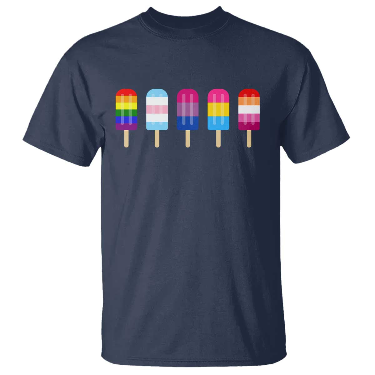 LGBT Rainbow Popsicles T Shirt Summer Ice Cream LGBTQ Pride Ally TS10 Navy Print Your Wear