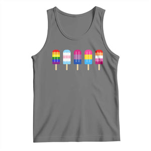 LGBT Rainbow Popsicles Tank Top Summer Ice Cream LGBTQ Pride Ally TS10 Black Heather Print Your Wear