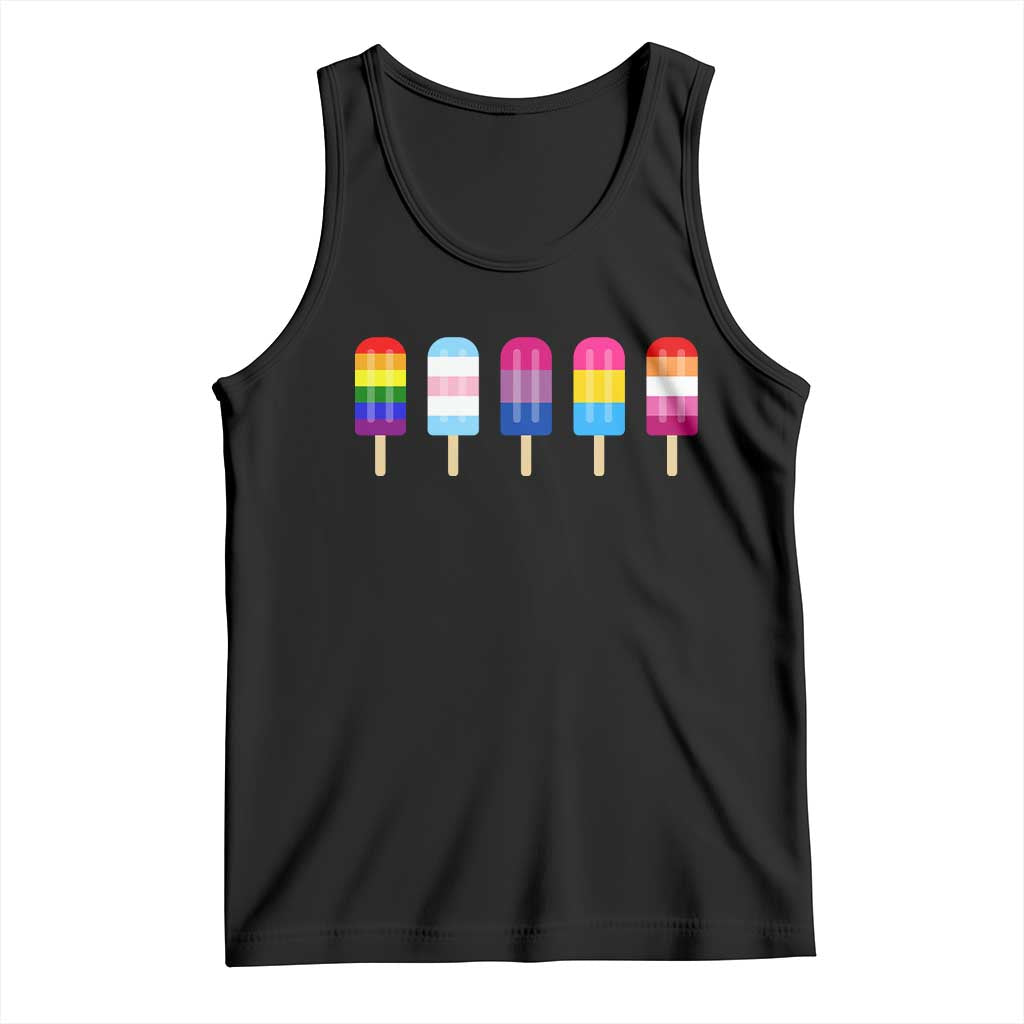 LGBT Rainbow Popsicles Tank Top Summer Ice Cream LGBTQ Pride Ally TS10 Black Print Your Wear