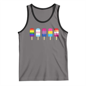 LGBT Rainbow Popsicles Tank Top Summer Ice Cream LGBTQ Pride Ally TS10 Deep Heather Black Print Your Wear