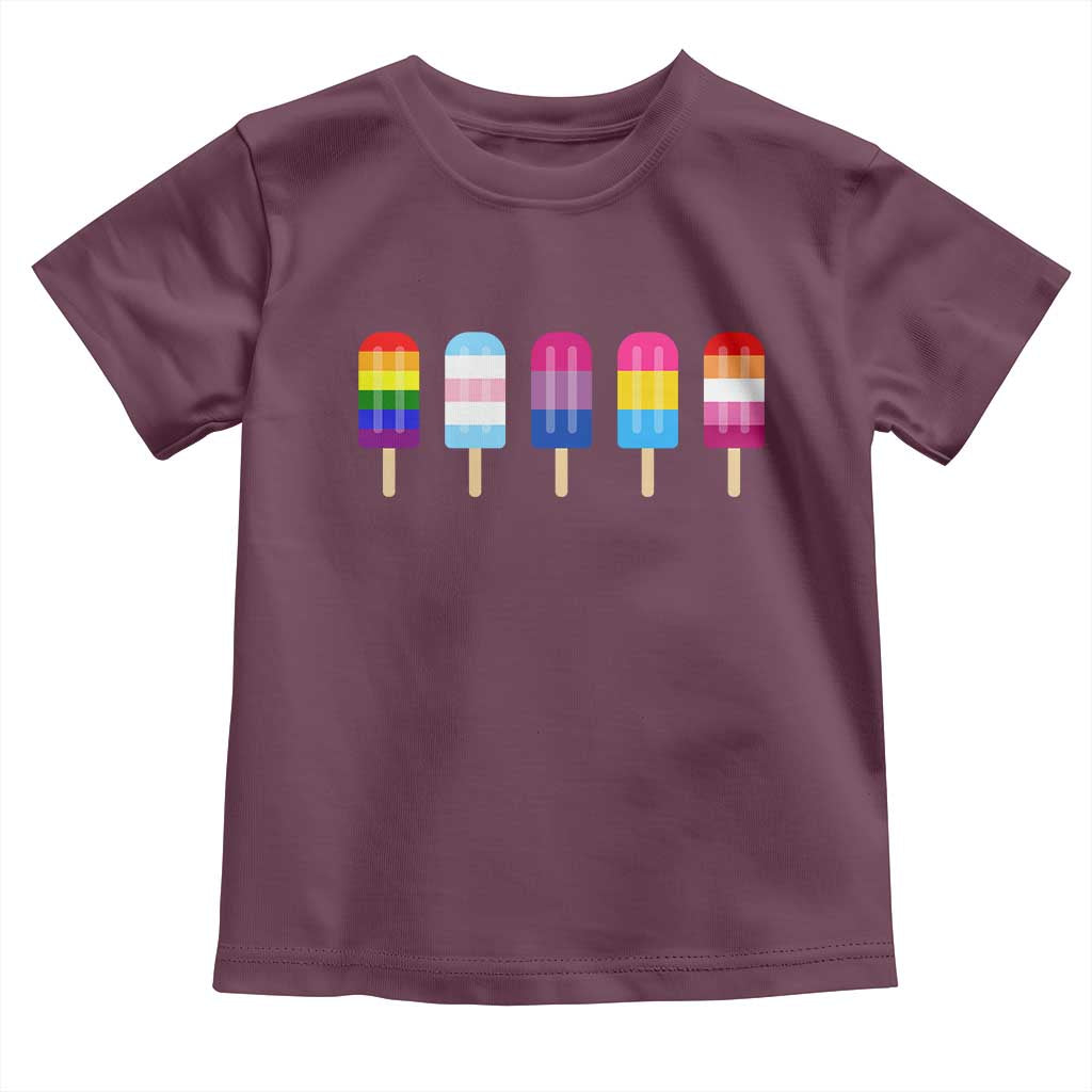 LGBT Rainbow Popsicles Toddler T Shirt Summer Ice Cream LGBTQ Pride Ally TS10 Maroon Print Your Wear