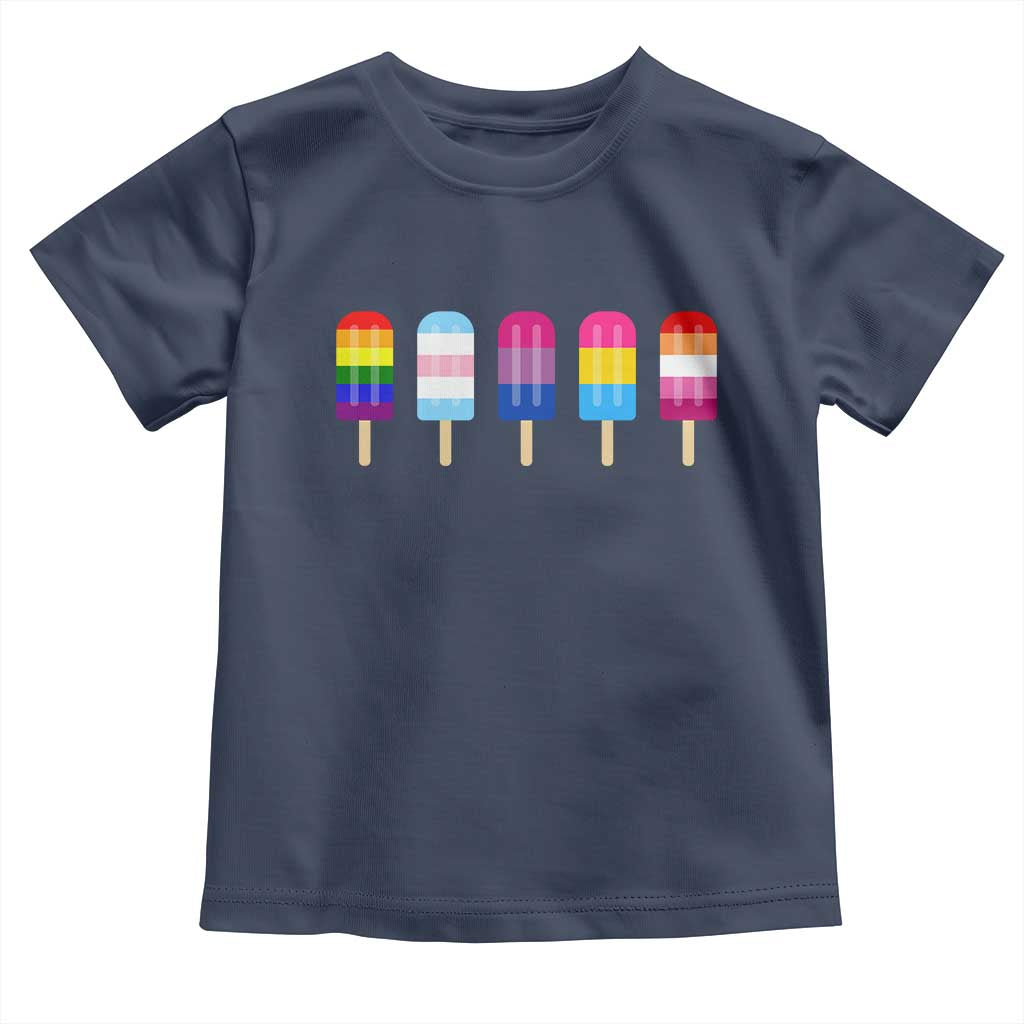 LGBT Rainbow Popsicles Toddler T Shirt Summer Ice Cream LGBTQ Pride Ally TS10 Navy Print Your Wear