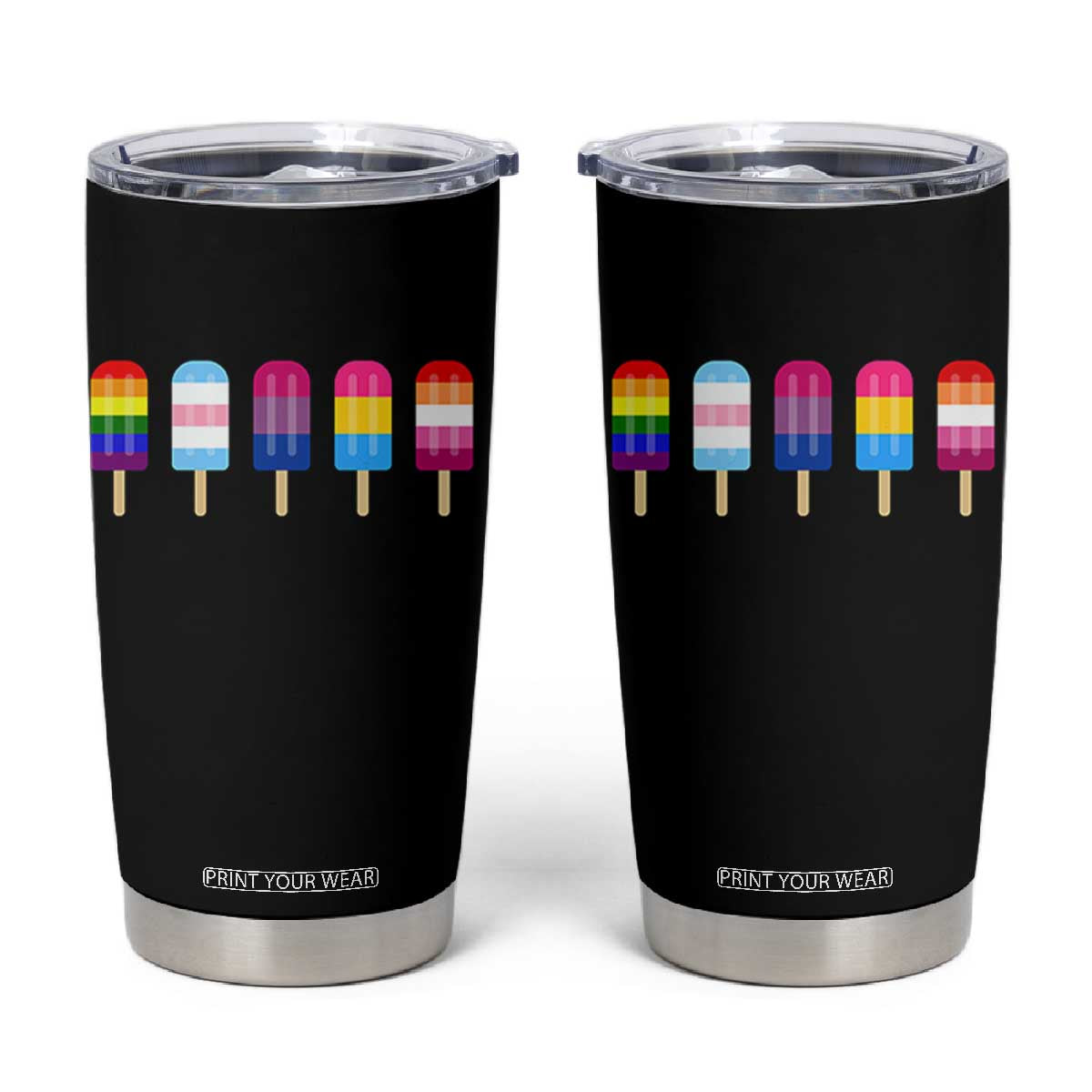 LGBT Rainbow Popsicles Tumbler Cup Summer Ice Cream LGBTQ Pride Ally TS10 Black Print Your Wear