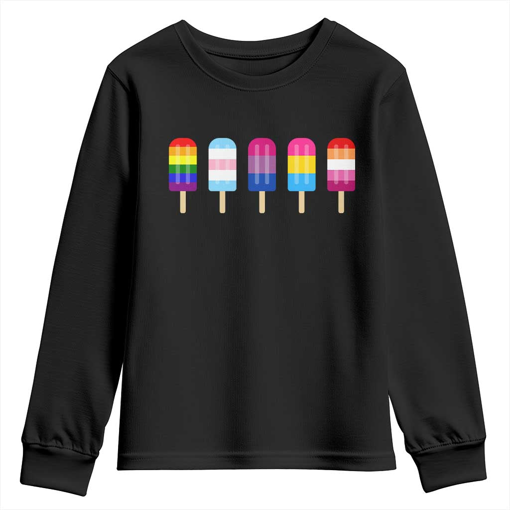 LGBT Rainbow Popsicles Youth Sweatshirt Summer Ice Cream LGBTQ Pride Ally TS10 Black Print Your Wear