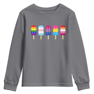 LGBT Rainbow Popsicles Youth Sweatshirt Summer Ice Cream LGBTQ Pride Ally TS10 Charcoal Print Your Wear