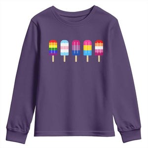 LGBT Rainbow Popsicles Youth Sweatshirt Summer Ice Cream LGBTQ Pride Ally TS10 Purple Print Your Wear