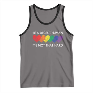 LGBTQ Be A Decent Human Its Not That Hard Tank Top Rainbow Hearts TS11 Deep Heather Black Print Your Wear