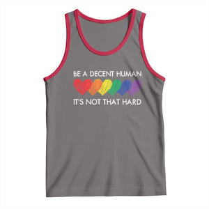 LGBTQ Be A Decent Human Its Not That Hard Tank Top Rainbow Hearts TS11 Deep Heather Red Print Your Wear