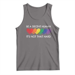 LGBTQ Be A Decent Human Its Not That Hard Tank Top Rainbow Hearts TS11 Deep Heather Print Your Wear