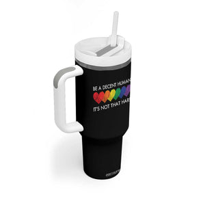 LGBTQ Be A Decent Human Its Not That Hard Tumbler With Handle Rainbow Hearts TS11 Print Your Wear