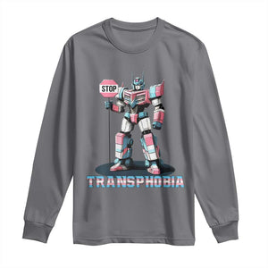 LGBTQ Trans Long Sleeve Shirt Stop Transphobia Trans Rights Social Justice TS10 Charcoal Print Your Wear