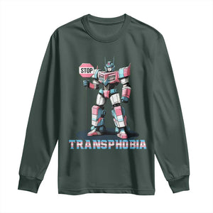 LGBTQ Trans Long Sleeve Shirt Stop Transphobia Trans Rights Social Justice TS10 Dark Forest Green Print Your Wear