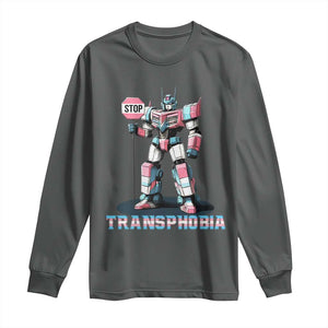 LGBTQ Trans Long Sleeve Shirt Stop Transphobia Trans Rights Social Justice TS10 Dark Heather Print Your Wear