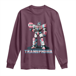 LGBTQ Trans Long Sleeve Shirt Stop Transphobia Trans Rights Social Justice TS10 Maroon Print Your Wear