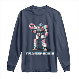 LGBTQ Trans Long Sleeve Shirt Stop Transphobia Trans Rights Social Justice TS10 Navy Print Your Wear