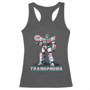 LGBTQ Trans Racerback Tank Top Stop Transphobia Trans Rights Social Justice TS10 Dark Heather Print Your Wear
