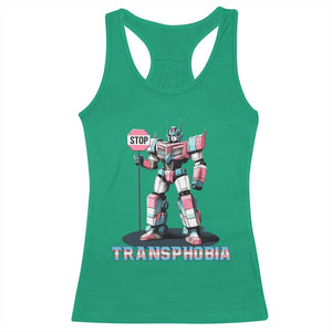 LGBTQ Trans Racerback Tank Top Stop Transphobia Trans Rights Social Justice TS10 Irish Green Print Your Wear