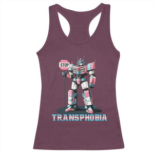LGBTQ Trans Racerback Tank Top Stop Transphobia Trans Rights Social Justice TS10 Maroon Print Your Wear