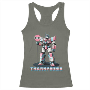 LGBTQ Trans Racerback Tank Top Stop Transphobia Trans Rights Social Justice TS10 Military Green Print Your Wear