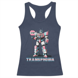 LGBTQ Trans Racerback Tank Top Stop Transphobia Trans Rights Social Justice TS10 Navy Print Your Wear