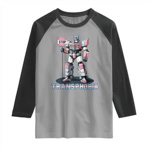 LGBTQ Trans Raglan Shirt Stop Transphobia Trans Rights Social Justice TS10 Sport Gray Black Print Your Wear